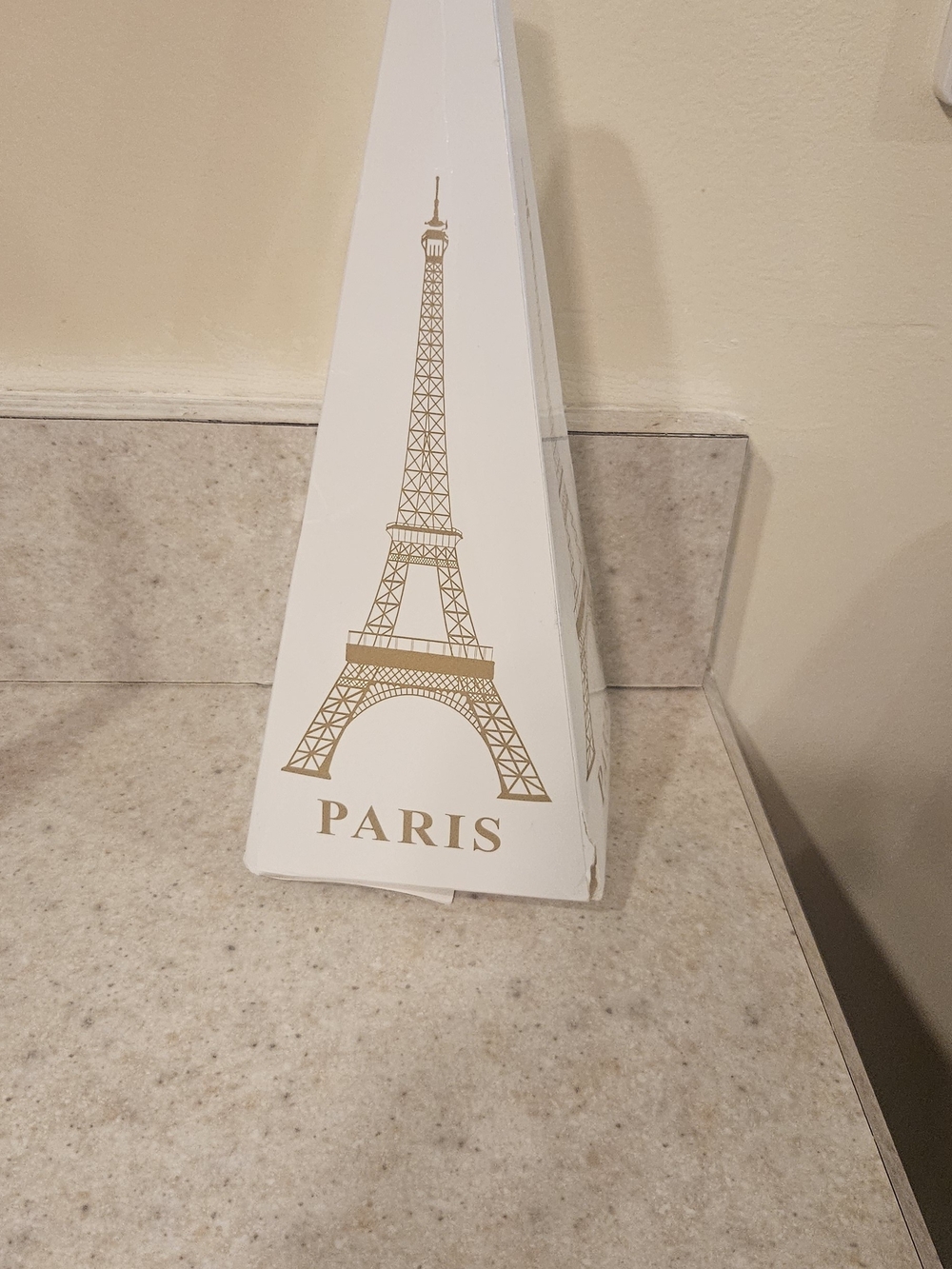 Paris Pyramid Table Accent - White and Gold Home Accent